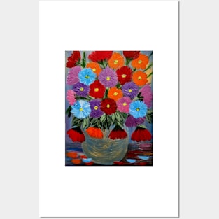 A lovely boutique of flowers in a vintage gold vase Posters and Art